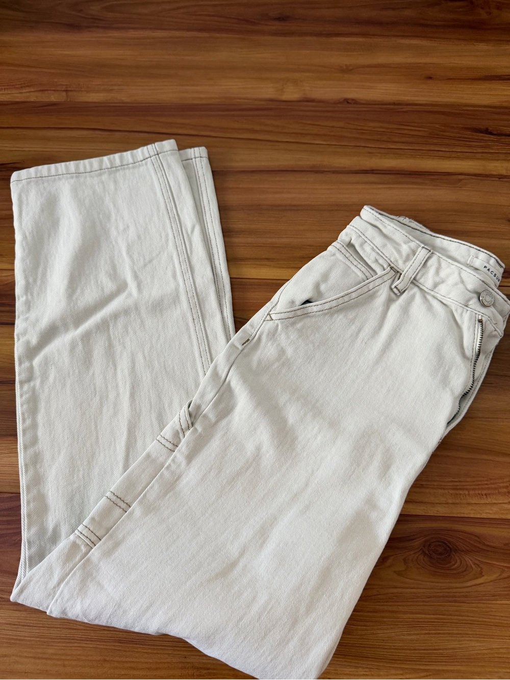 PacSun Women's Straight-Leg Jeans in Light Cream